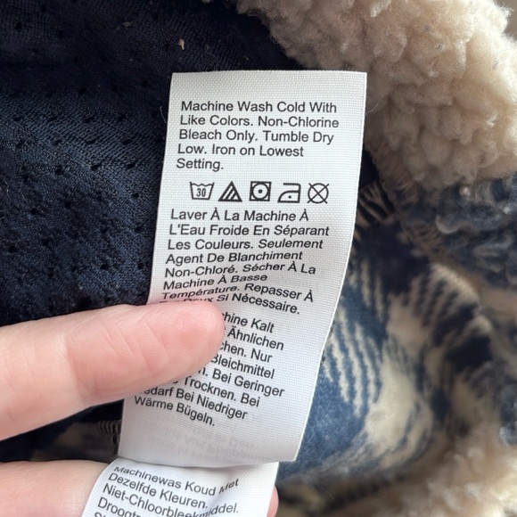 J. Crew Nordic Sherpa Faux Fux Cream and Blue Button Down Jacket - Picture 6 of 7